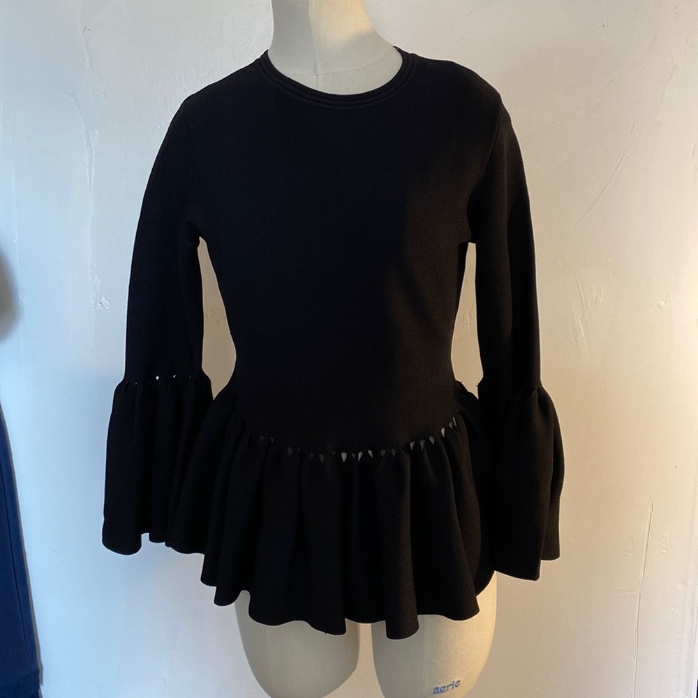 Ruffle cutout knit sweater - Picture 1 of 7